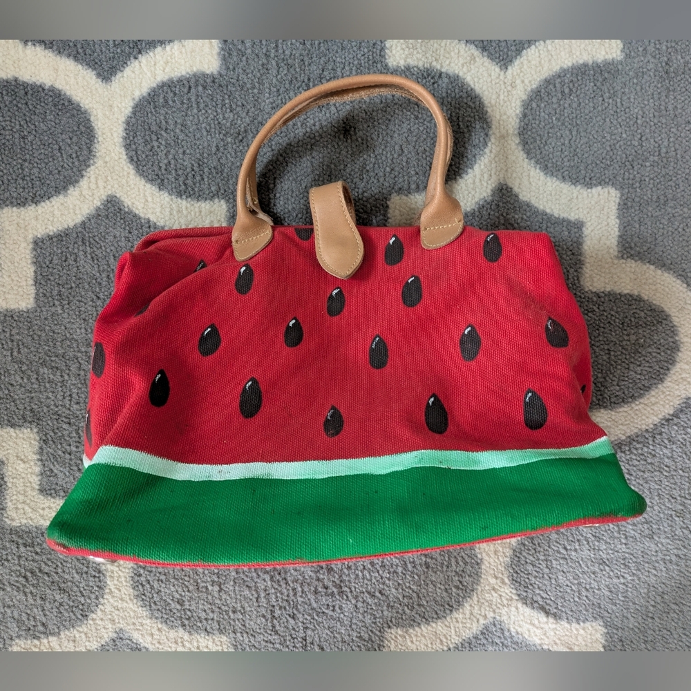 Vintage Watermelon Canvas Satchel Bag Purse